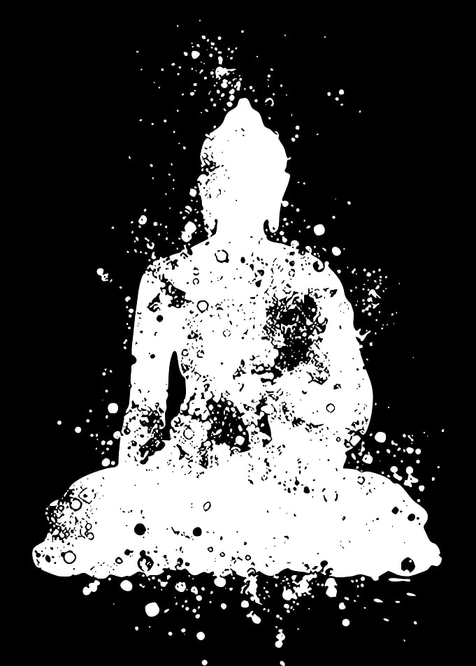 Buddha Silhouette with Splatter Effect