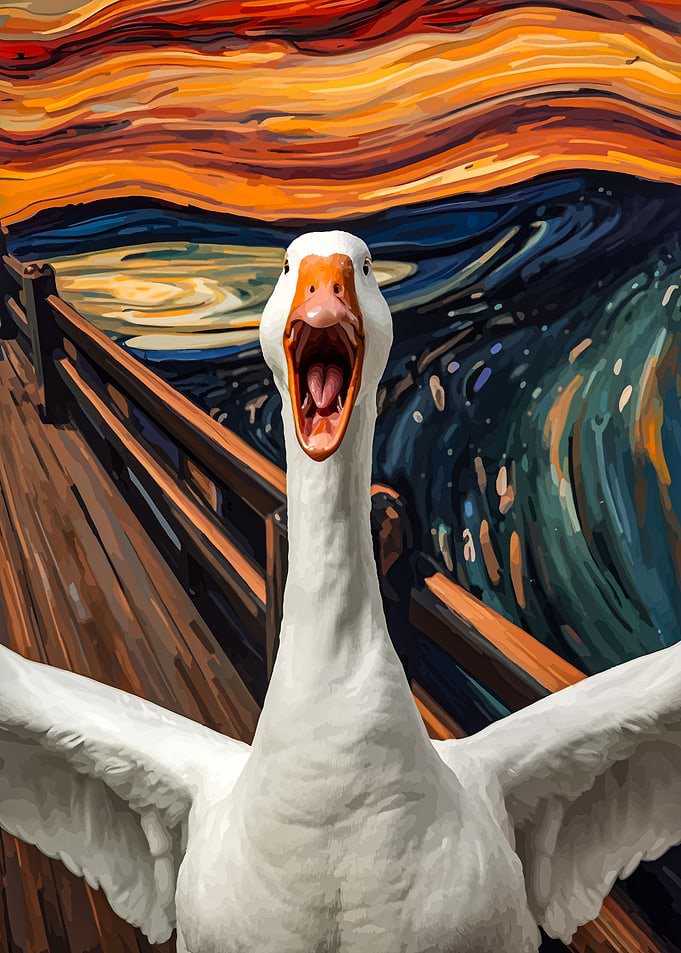 Goose Screaming in Van Gogh Style