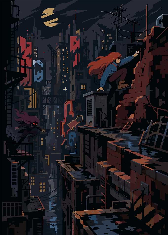 Pixel Art Rooftop Chase