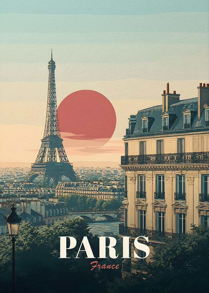 Paris Eiffel Tower Vintage Poster
