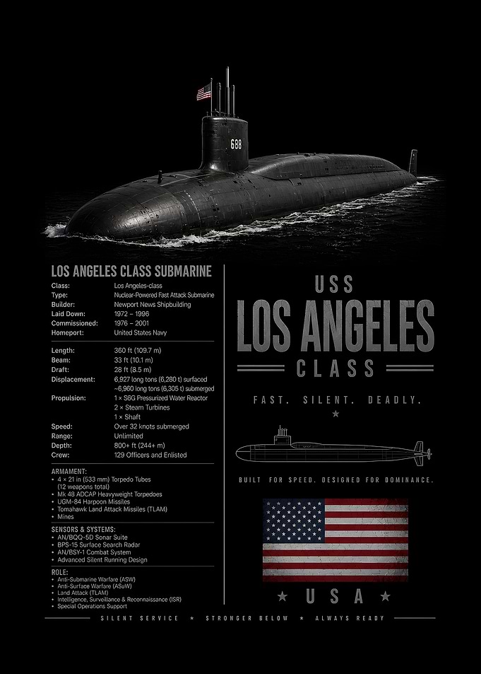 USS Los Angeles Class Submarine Poster