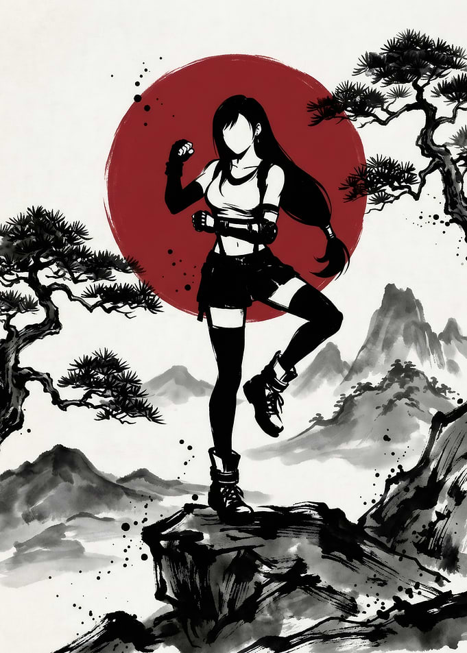 Tifa Lockhart in Japanese Ink Style