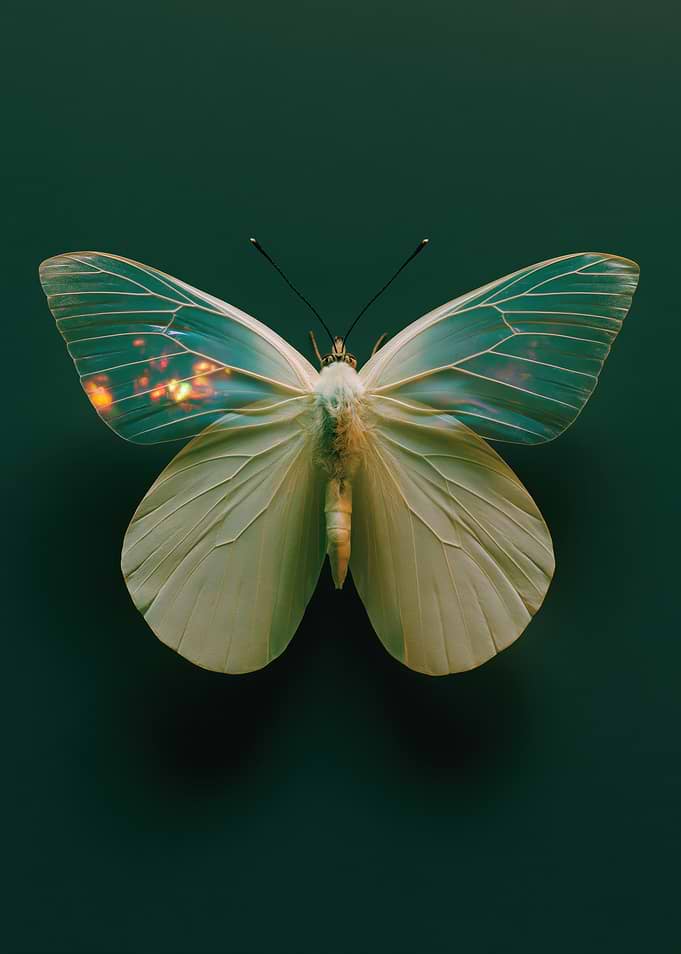 Iridescent Butterfly on Dark Background