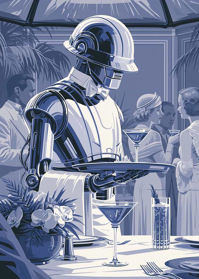 Robot Waiter Serving Drinks at a Party