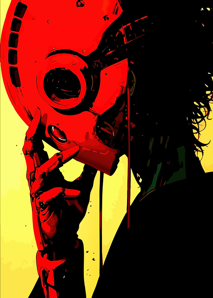 Cyberpunk Robot Hand and Mask