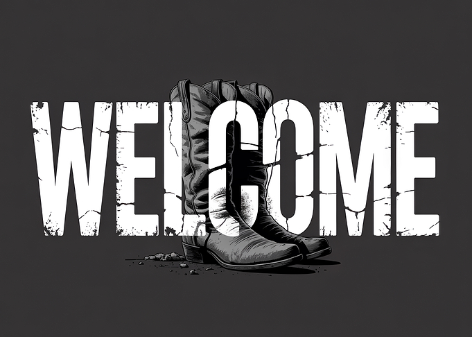 Welcome Cowboy Boots Text Art
