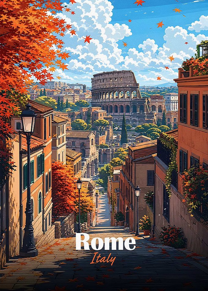 Rome cityscape in autumn