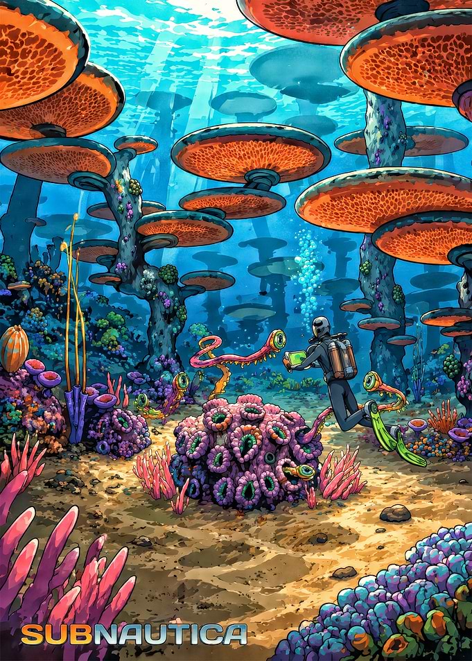 Subnautica Underwater Scene with Diver