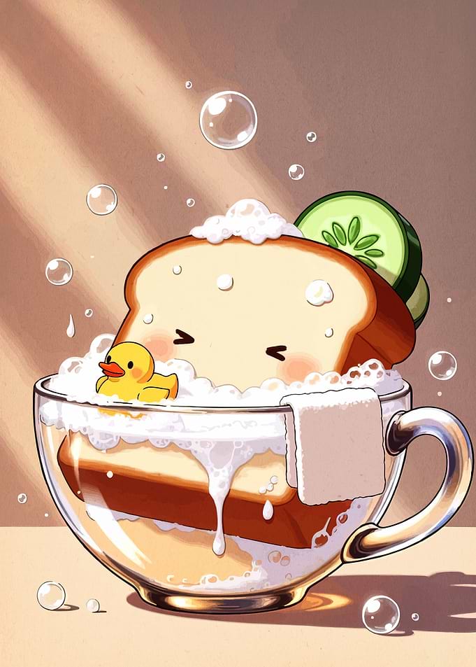 Cute Toast Bath Time