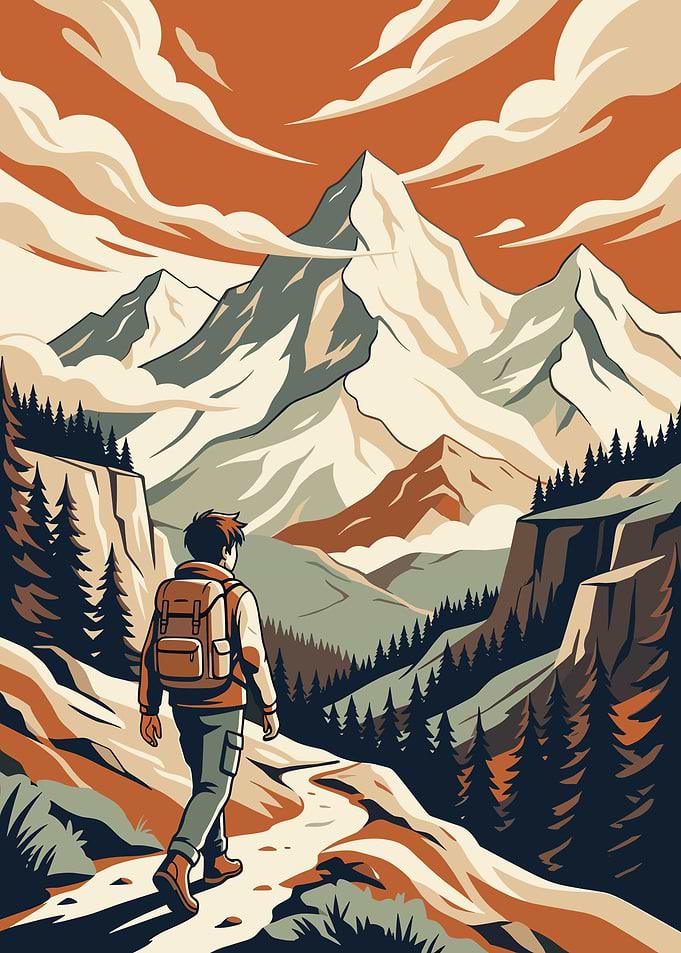 Hiker on a Mountain Trail