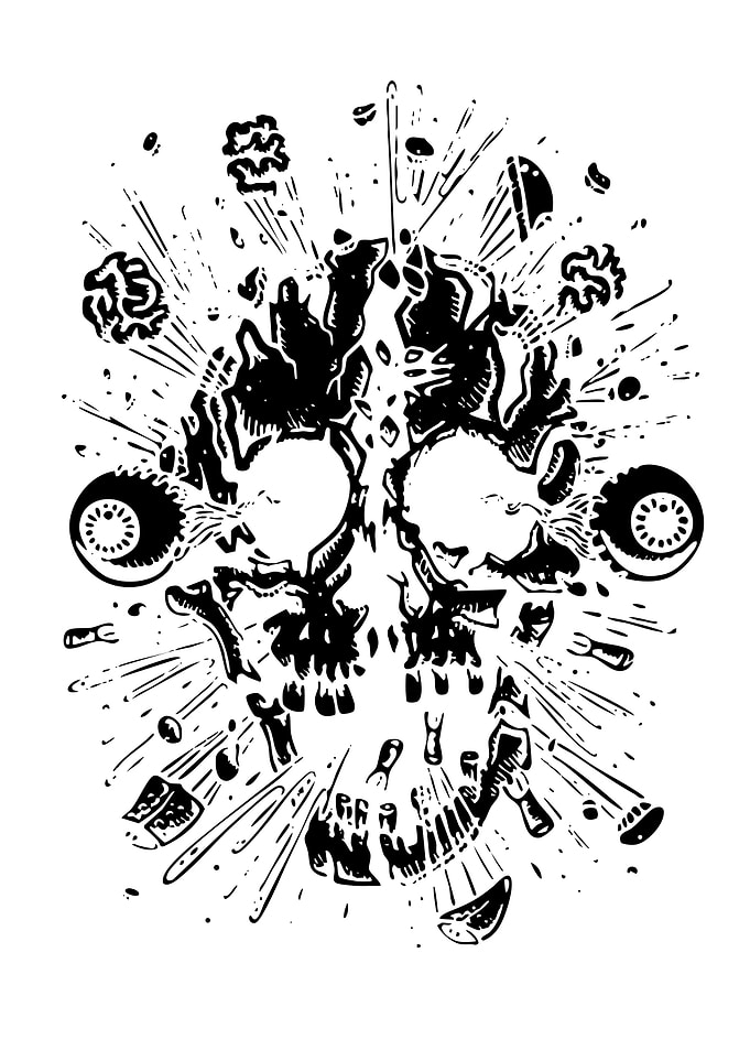 Exploding Skull with Objects