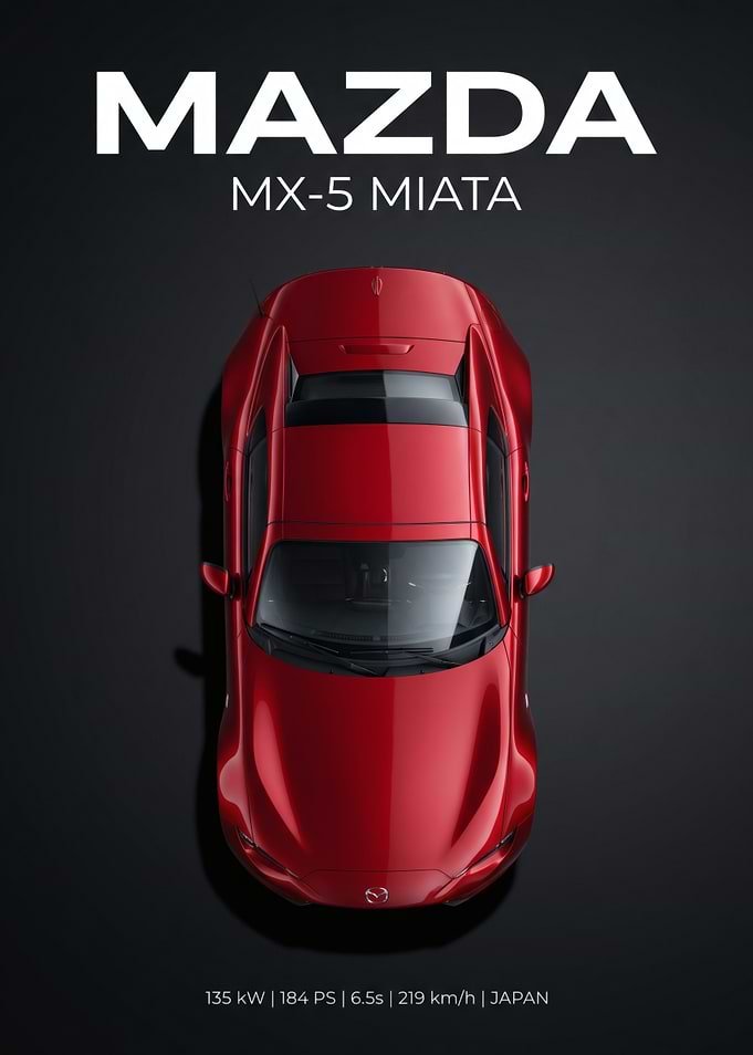 Red Mazda MX-5 Miata Top View