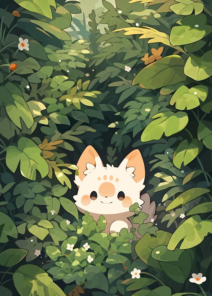 Cute Fox in a Lush Forest