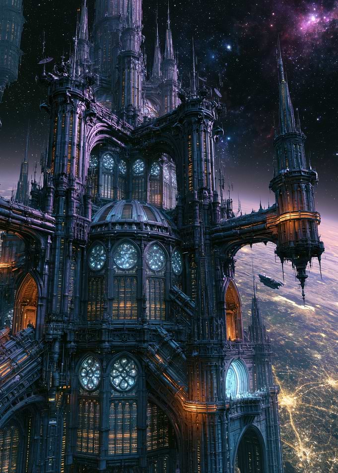 Sci-fi Gothic Castle in Space