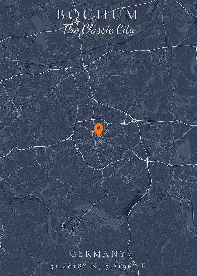 Bochum Map with Location Pin