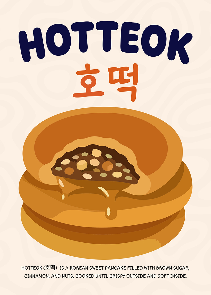 Hotteok Korean Sweet Pancake Flat Vector Illustration