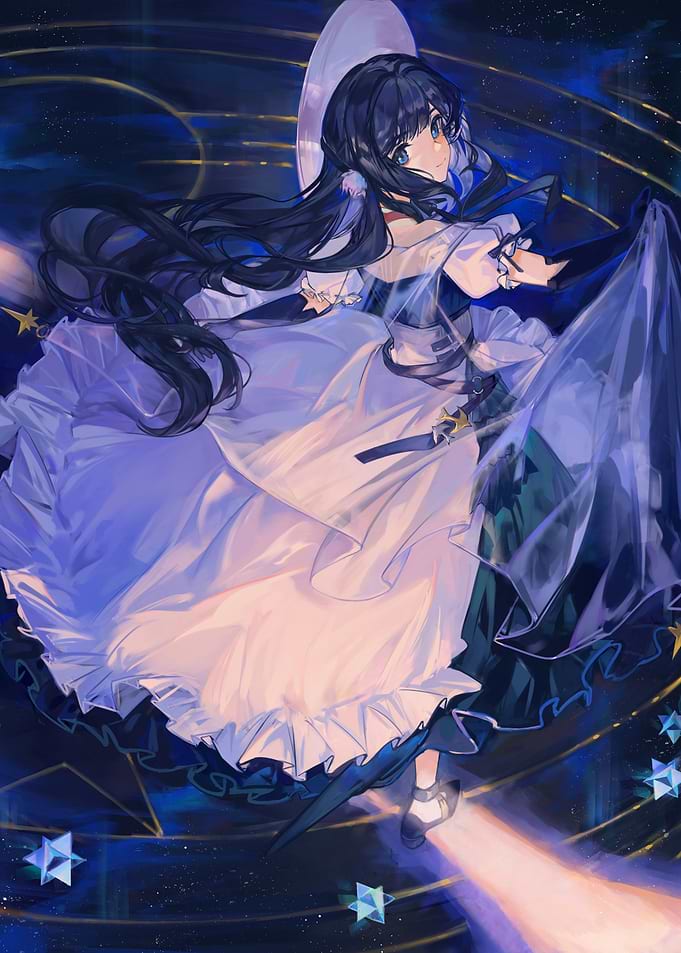 Girl in White Dress Under the Stars