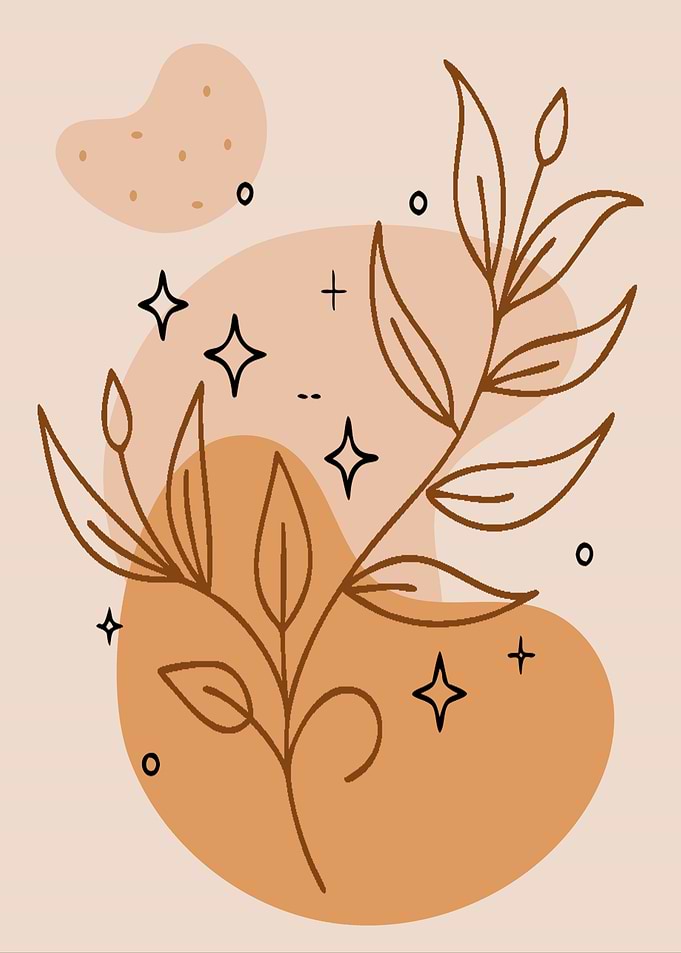 Boho Botanical Line Art
