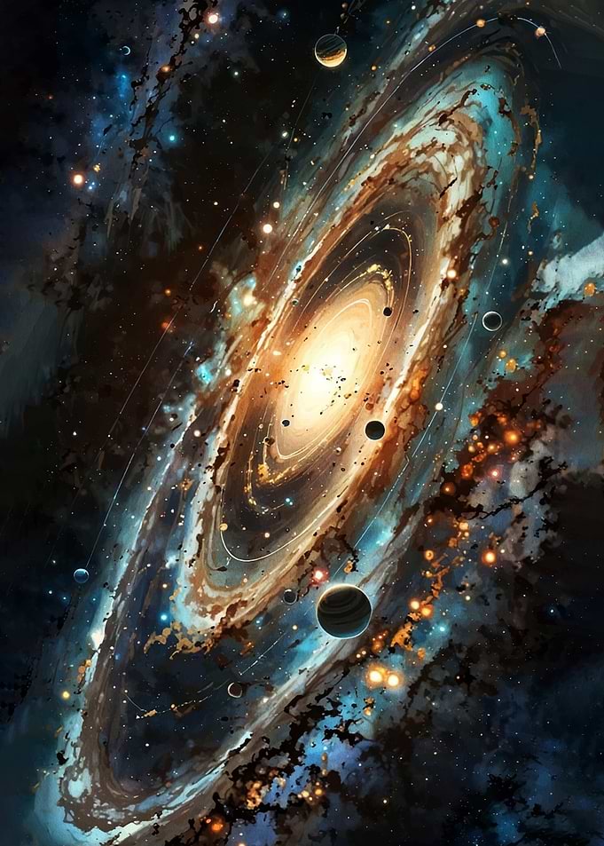 Spiral Galaxy with Planets