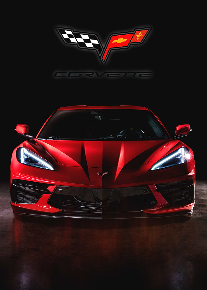 Red Chevrolet Corvette C8 Front View