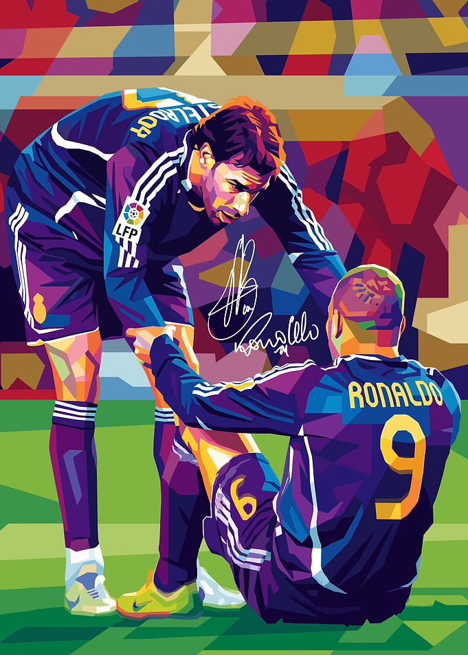 Football players in pop art style
