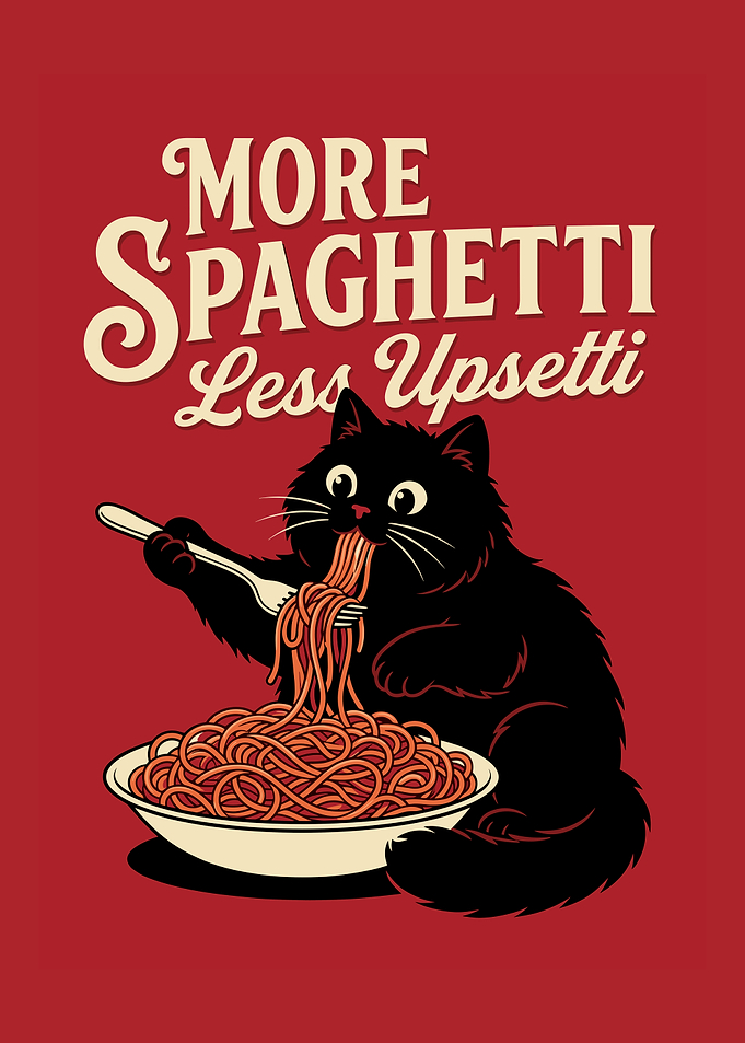 Cat Eating Spaghetti