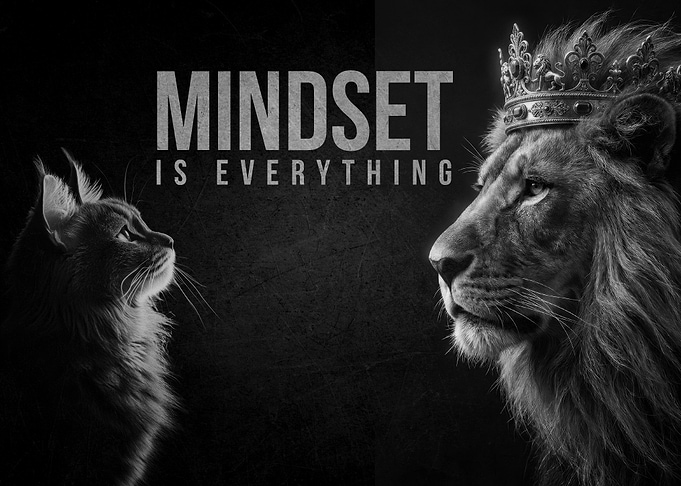 Mindset is Everything Lion and Cat