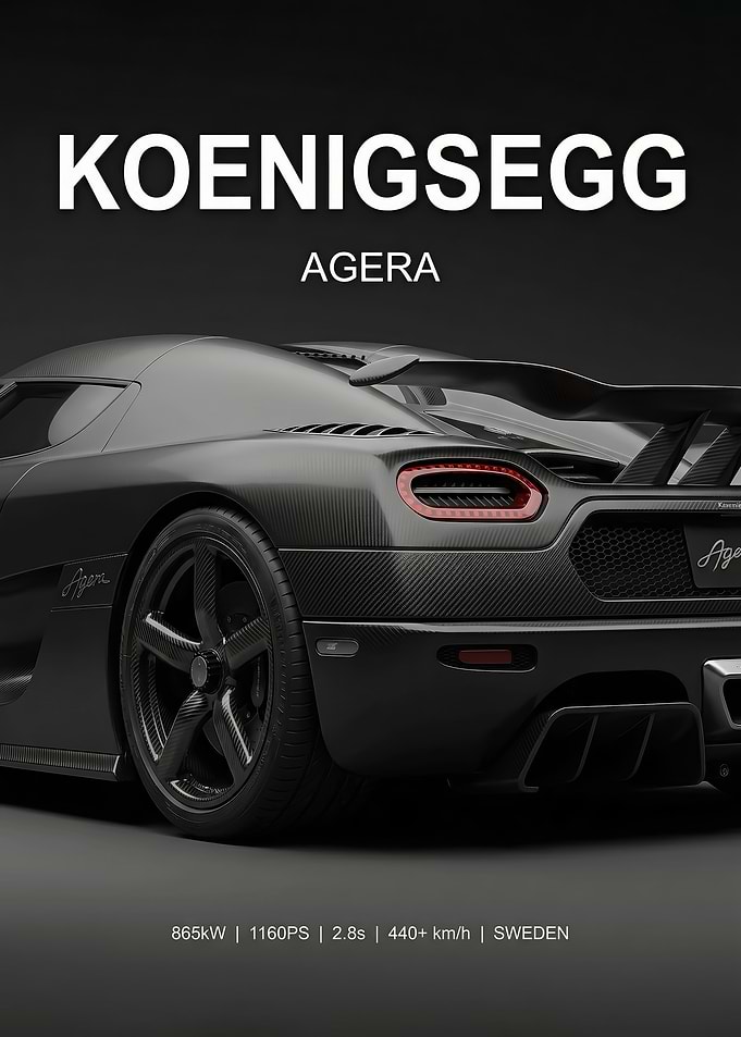 sleek close up Koenigsegg Agera black Car poster