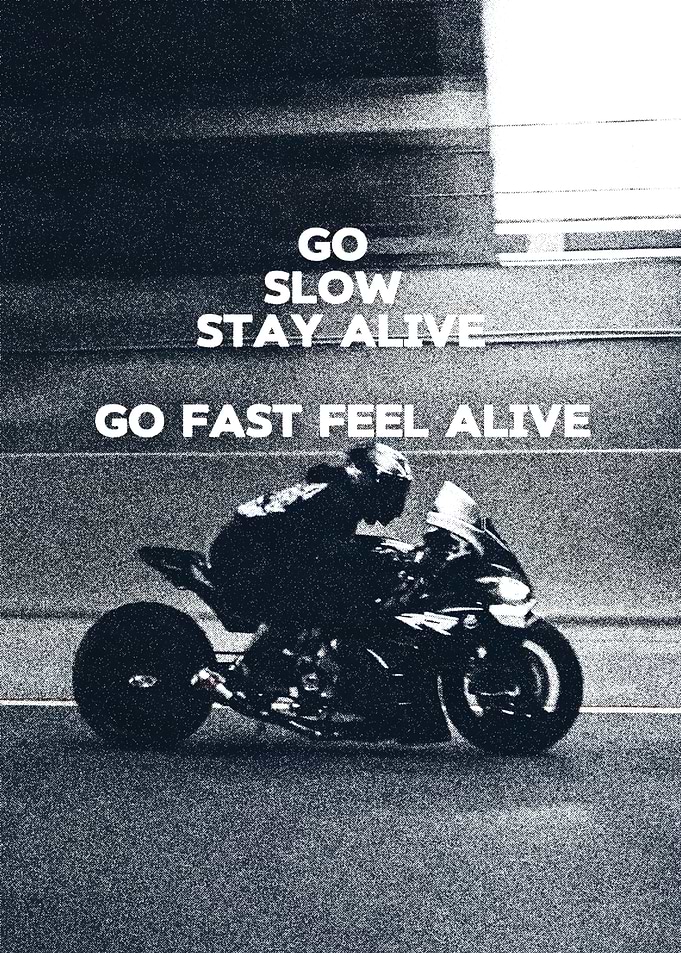 Motorcycle Rider with Inspirational Text