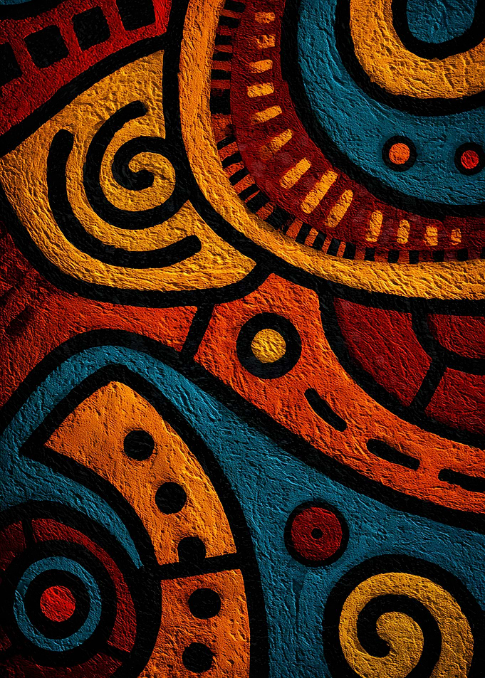 Abstract Tribal Pattern with Textured Wall Painting