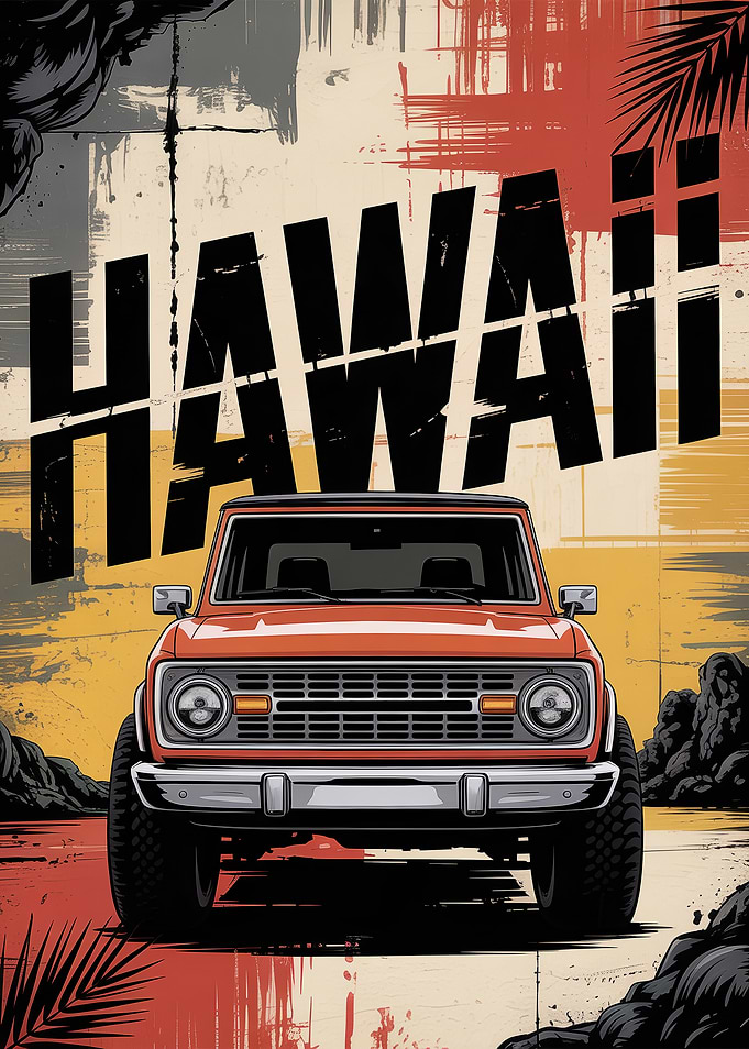 Retro Hawaii SUV Poster