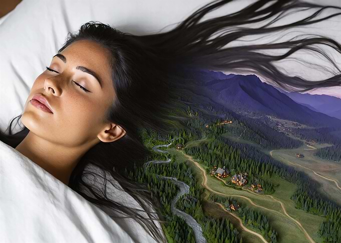 Dreamscape Landscape Emerging from Hair