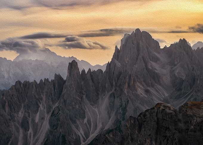 Dramatic Mountain Peaks at Sunset