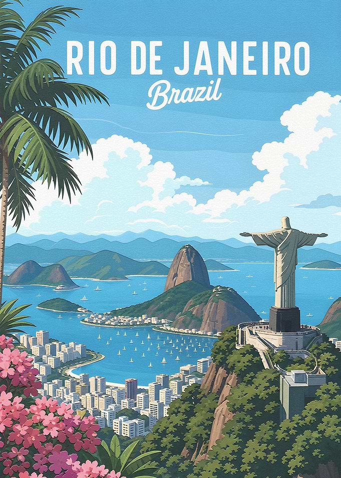 Rio de Janeiro Vintage Travel Poster
