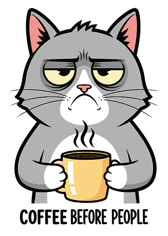 Grumpy Cat with Coffee Mug
