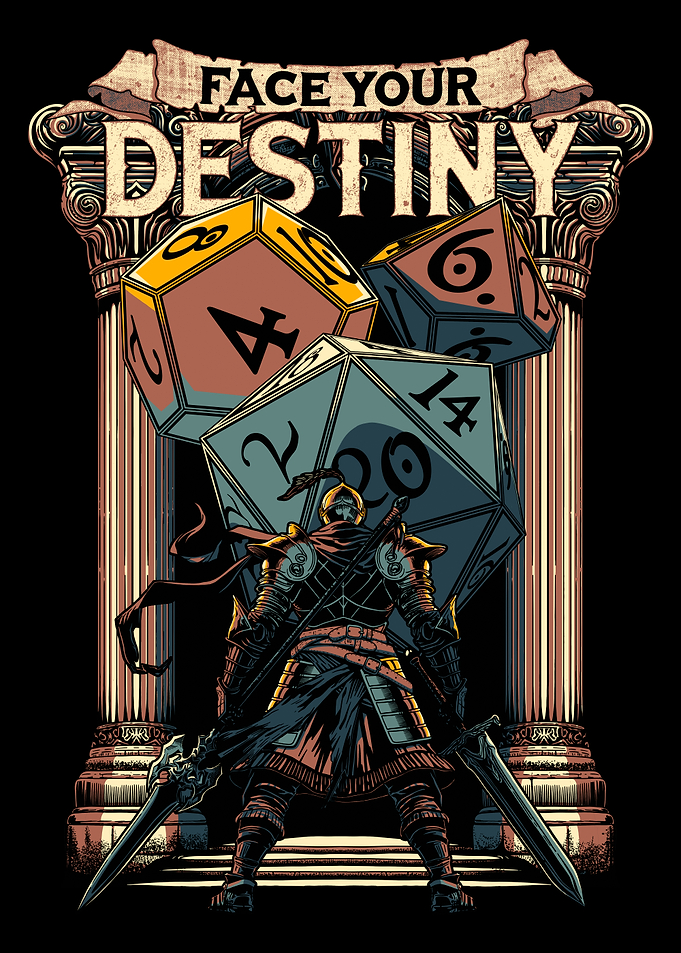 Face your destiny. Fantasy role playing warrior.