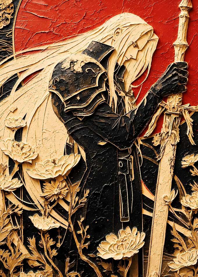 Sephiroth with Sword and Flowers