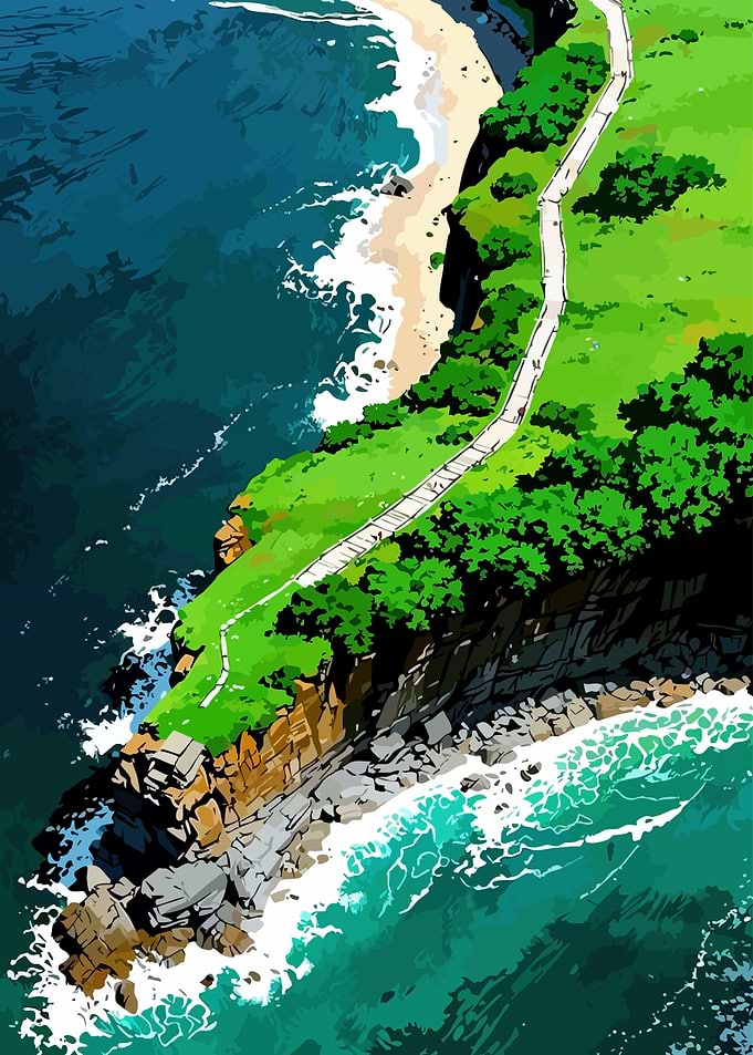 Coastal Cliffside Path with Ocean Views