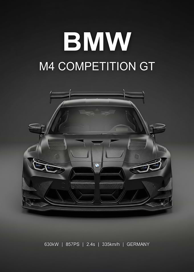 black sleek bmw m4 race gtcar poster