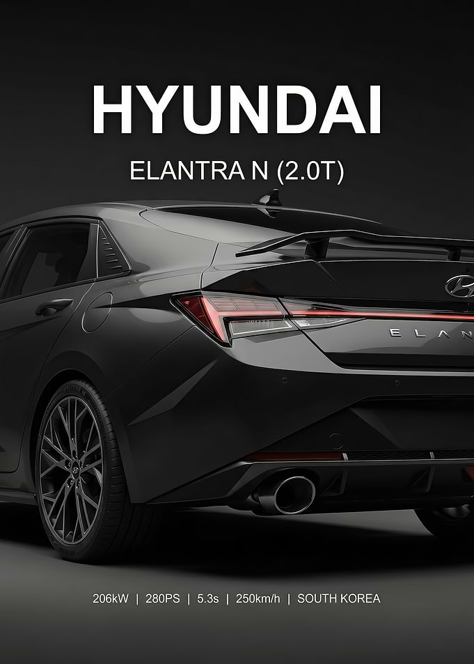 close up Hyundai Elantra N 2.0T seek black poster