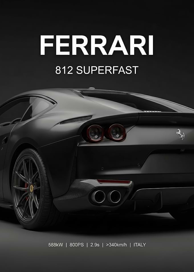 close up black Ferrari 812 Superfast poster