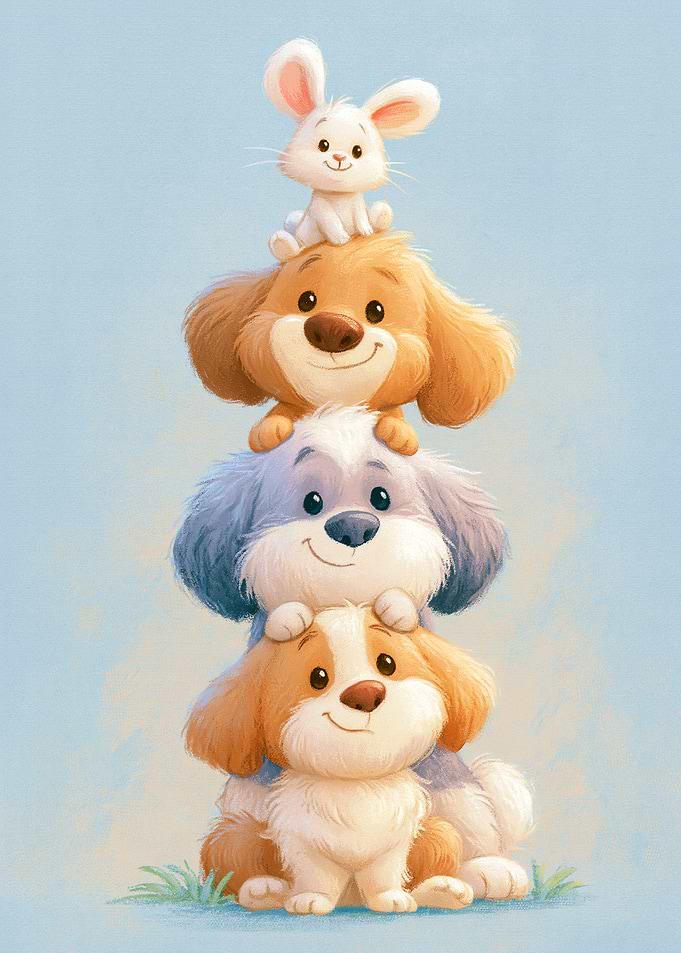 Cute Puppies and Bunny Animal Kids Room