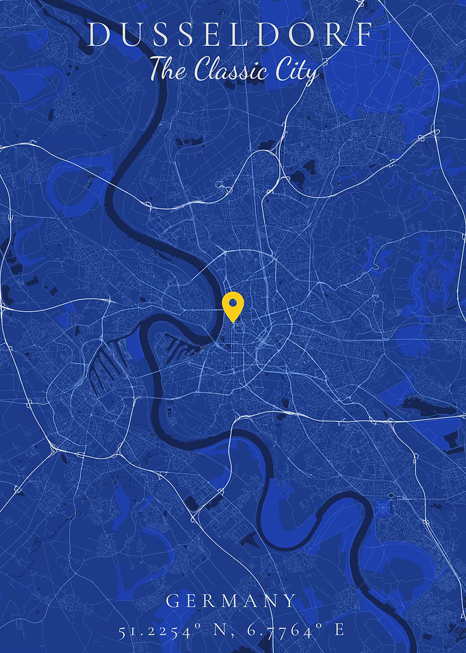Dusseldorf Map with Pin