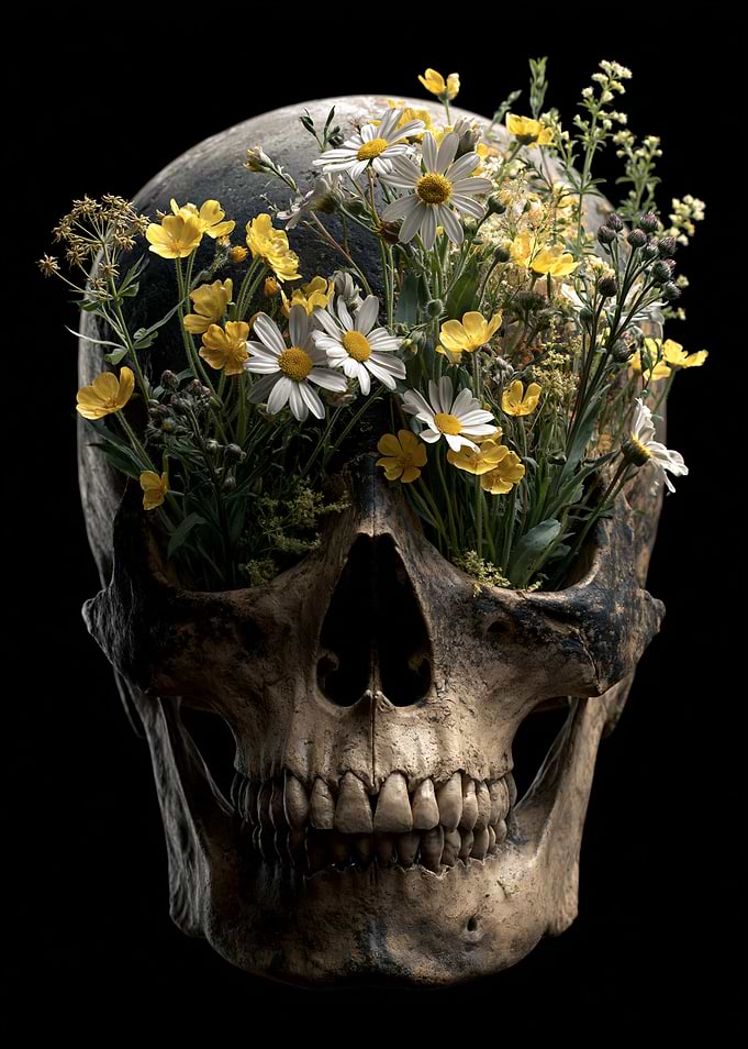Skull with Flowers