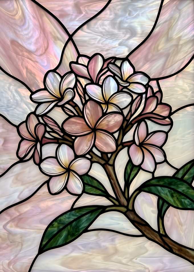 Stained Glass Plumeria Flowers