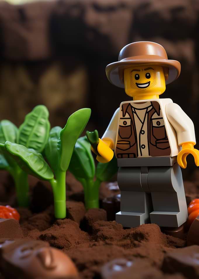Lego Adventurer in a Garden