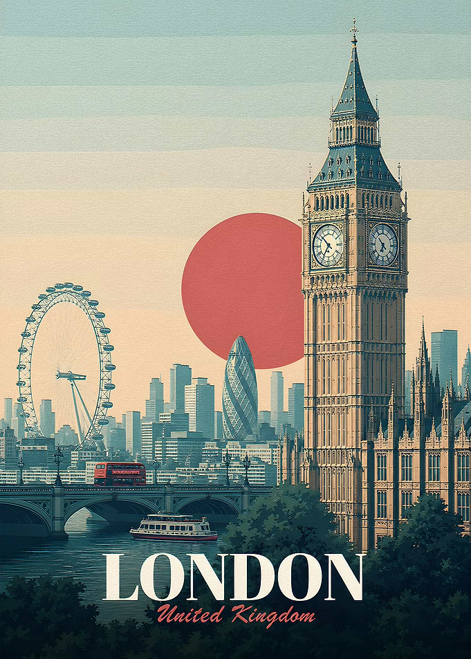 London Skyline Vintage Poster