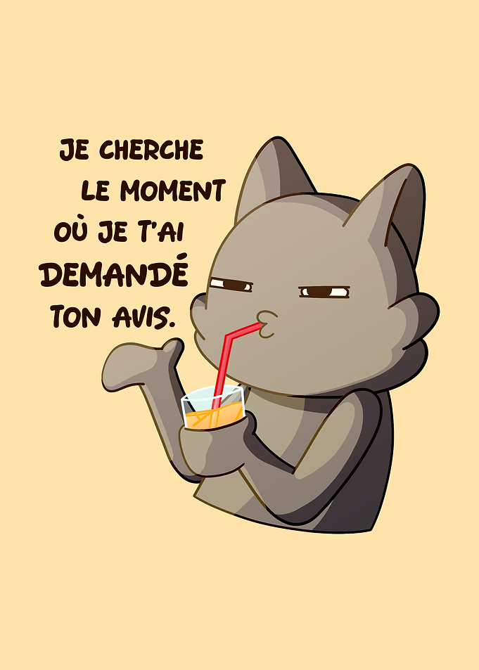 Cat drinking juice with text