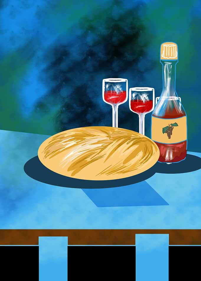 Bread, Wine, and Glasses