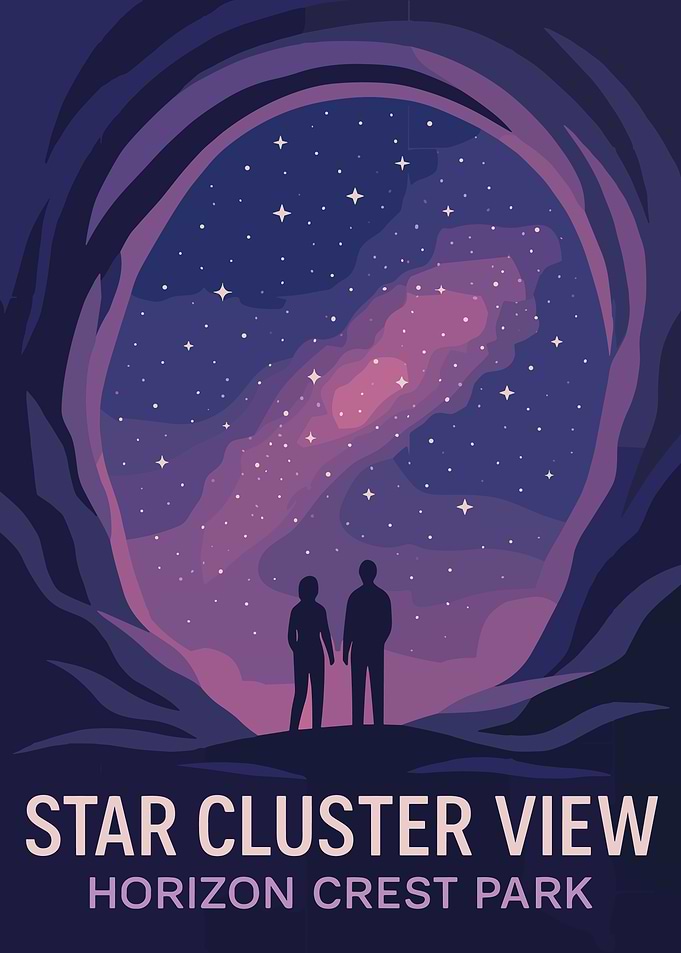 Cosmic Stargazing Poster Dreamy Nebula Night Sky Wall Art